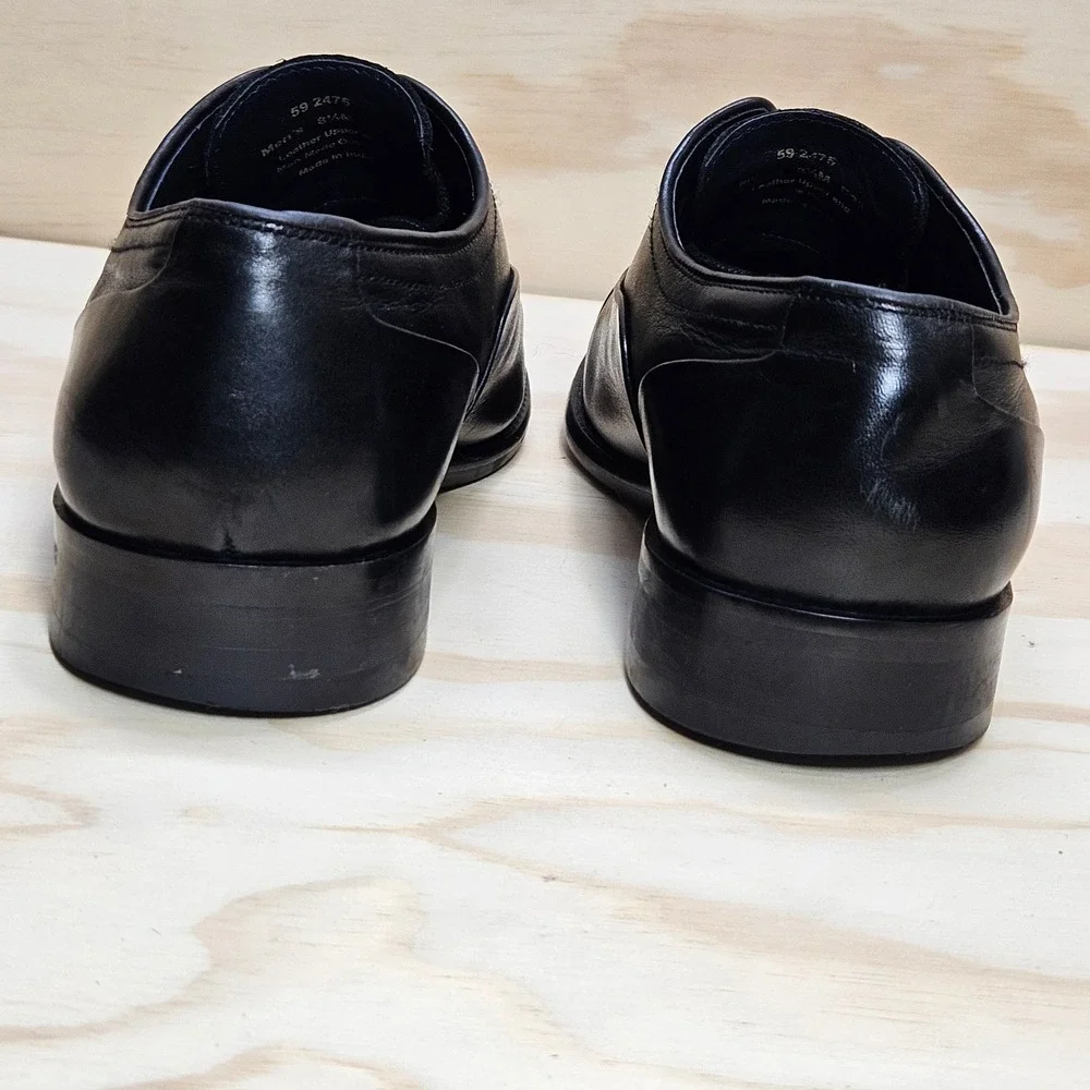 Johnston & Murphy Melton Black Leather Cap Toe Oxford Dress Shoes 8.5 M 59-2475